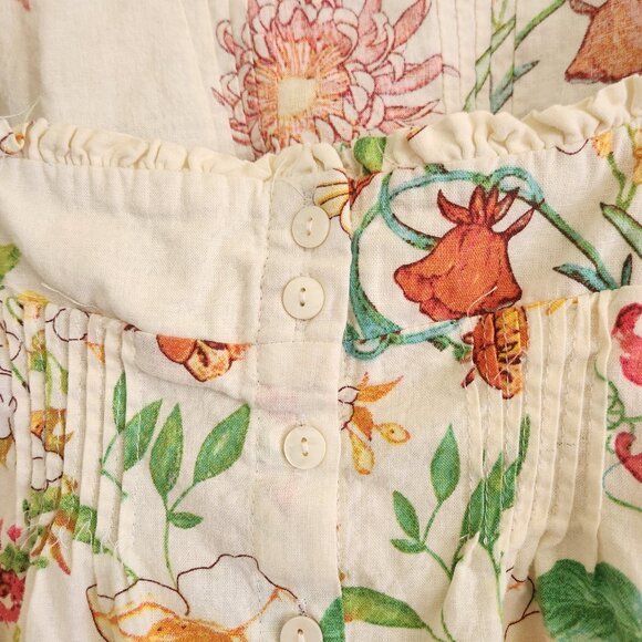 Vintage Laura Ashley Floral Cottagecore Linen Blend Puff Sleeve Blouse Sz. M - Picture 5 of 9